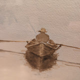 ORIGINAL MAN IN A ROW BOAT,, WATERCOLOR, SIGNED