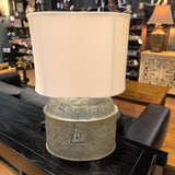 Indian Style Hammered Metal Basket Shaped Table Lamp