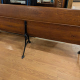 Vintage 7ft Folding Wood Bench w/Cast Iron Base