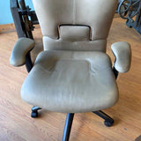 Stylex Tan/Green Leather Adjustable Rolling Office Chair