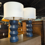 Hudson Carlin Blue Ribbed Table Lamp ~ *PAIR*