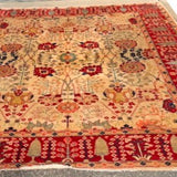RUG AFGAN HAND-KNOTTED WOOL ON COTTON. 8'10" X 12' FLORAL, CYPRESS TREE MULTI-CO