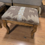 Small Wood Bench w/Tan Fabric Cover