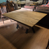 Locally Made Custom Live Edge Wood Top w/Metal Curved Leg Base
