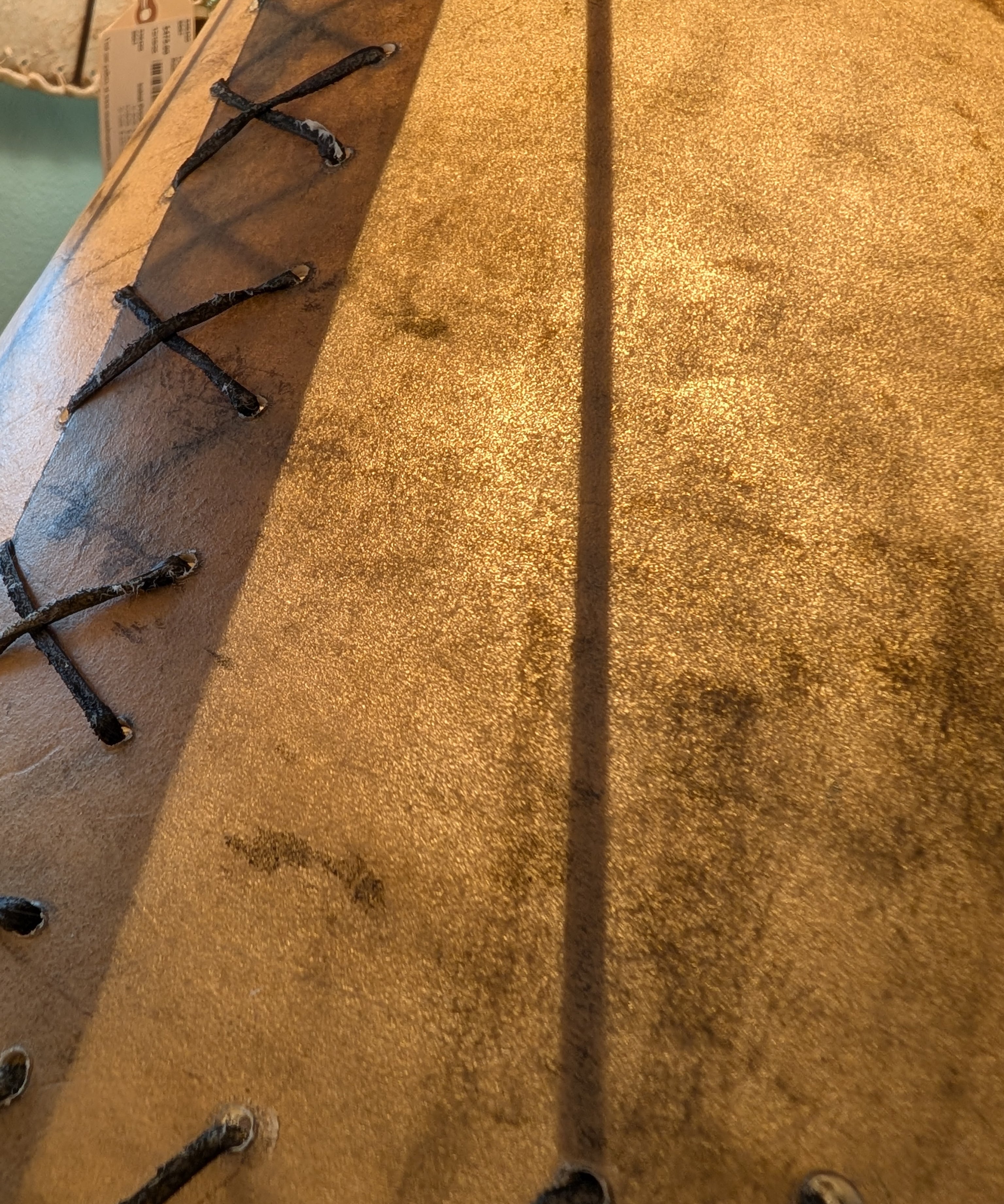 Table Lamp SOLID MACHINED SILVER METAL BASE W HAND STITCHED HIDE SHADE