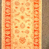 RUG / RUNNER 100% WOOL 32" X 9'7" TAN/RUST RED