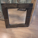 Wood 'Chiseled' Square Mirror