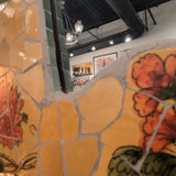 YELLOW & ORANGE FLORAL MOSAIC DECORATIVE WALL MIRROR