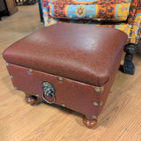 FOOTSTOOL / OTTOMAN LION HANDLES BURGUNDY