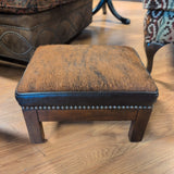 Carroll Worldwide Small Wood Stud and Hide Footstool