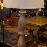 Turned Wood Floor Lamp w/White Shade