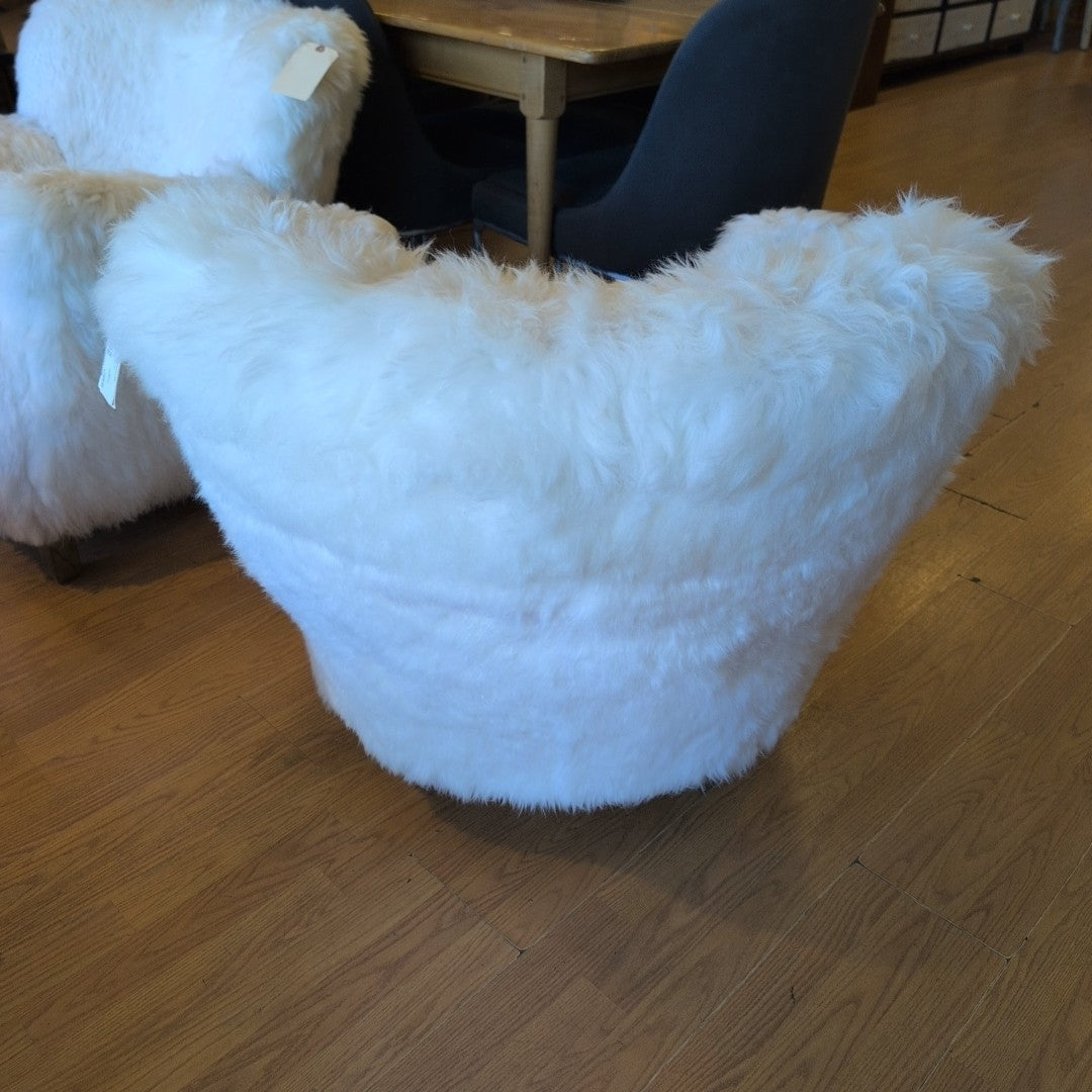 RH White Sheepskin Professor's Chair ~ *AS IS*
