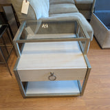 Riverside Maisie Side Table w/1 Drawer, Set Back Glass Top