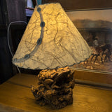 MIDMODERN BURL WOOD TABLE LAMP
