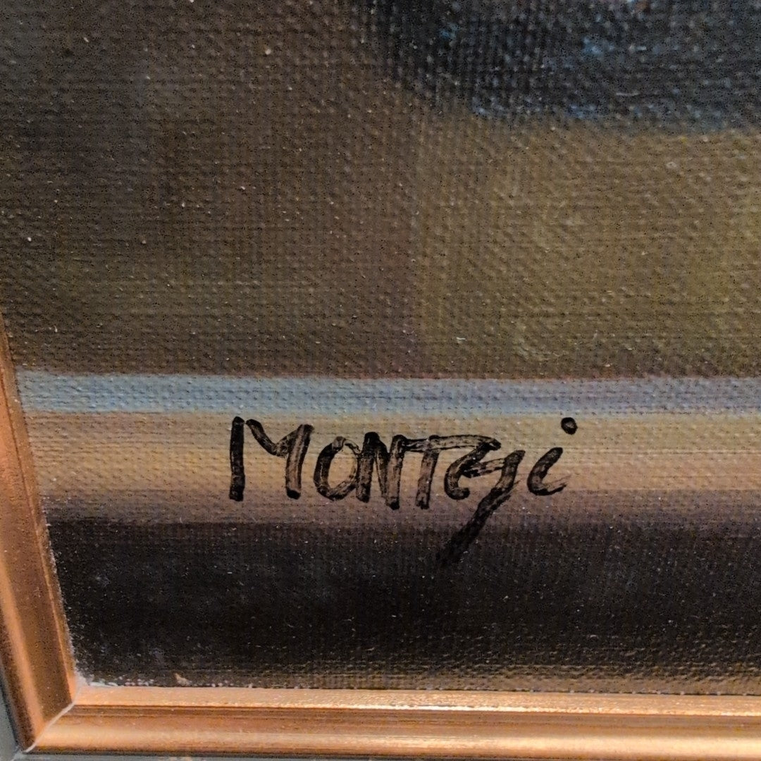 CARLOS MONTESI STILL LIFE WITH GRAPES, ORIGINAL OIL PAINTING, SIGNED, FRAMED