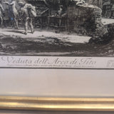 ARTWORK veduta dell arco di tito etching ANTIQUE ROME, ITALY