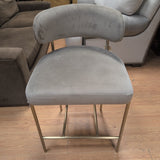 Interior Define Hollis Gray Fabric & Gold Metal Barstool