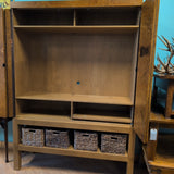 CUSTOM BURL WOOD VENEER ENT CABINET WITH STORAGE