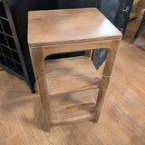 SIDE TABLE WITH 2 SHELVES, TEAK? SQUARE