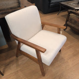 Davis Office Wood & White Fabric Arm Chair