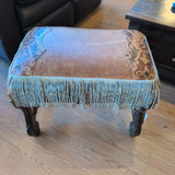 Lorec Ranch Tooled Leather Ottoman w/Fringe
