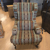 Upholstered Brown & Green Wingback Chair