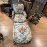 FRENCH PROVINCIAL LOUIS XV STYLE CHAIR & OTTOMAN