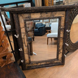 Rustic Mirror w/Faux Antler Hooks