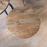 Classic Home Emma 2pc Wood & Black Metal Round Tables