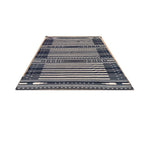 RUG WOOL, FLATWEAVE SOUTHWEST PATTERN BLACK GREY WHITE 9' X 12'