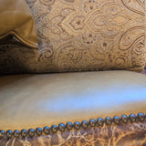 Old Hickory Tannery Leather & Fabric Sofa w/Fringe