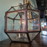 GEOMETRIC 24 SIDED GLASS & METAL CHANDELIER
