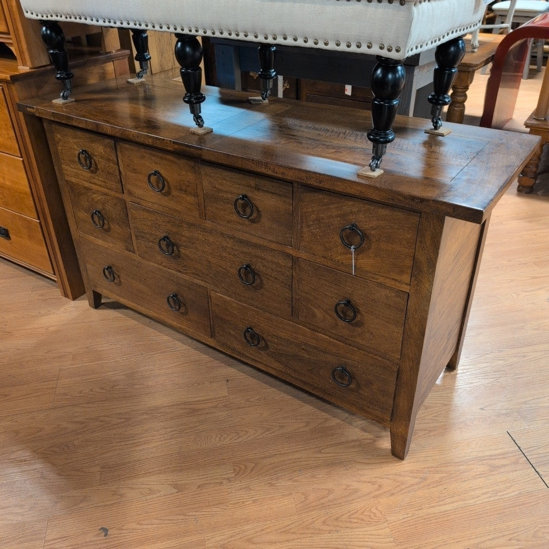 Hardwood 9 Drawer Dresser w/Ring Pulls
