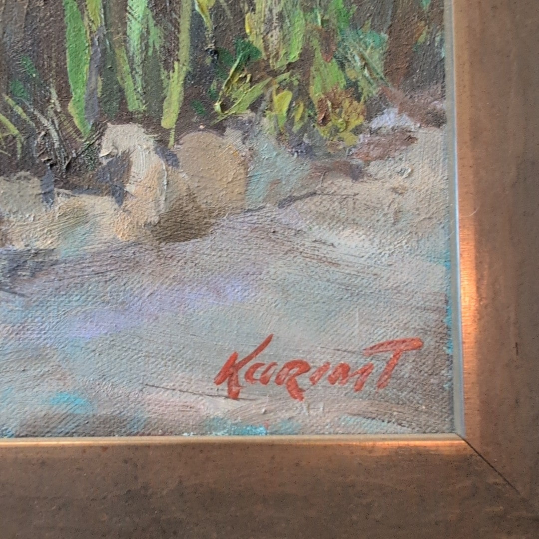 TIMUR KARIM (POLISH/RUSSIAN) "CARMEL MISSION" LOVELY FLOWERS BY WINDOW ORIGINAL