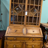 bookcase, desk, antique pine