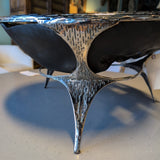 GRAVEN TABLE TOP BOWL - WOOD & NICKEL FINISH METAL HOLDER