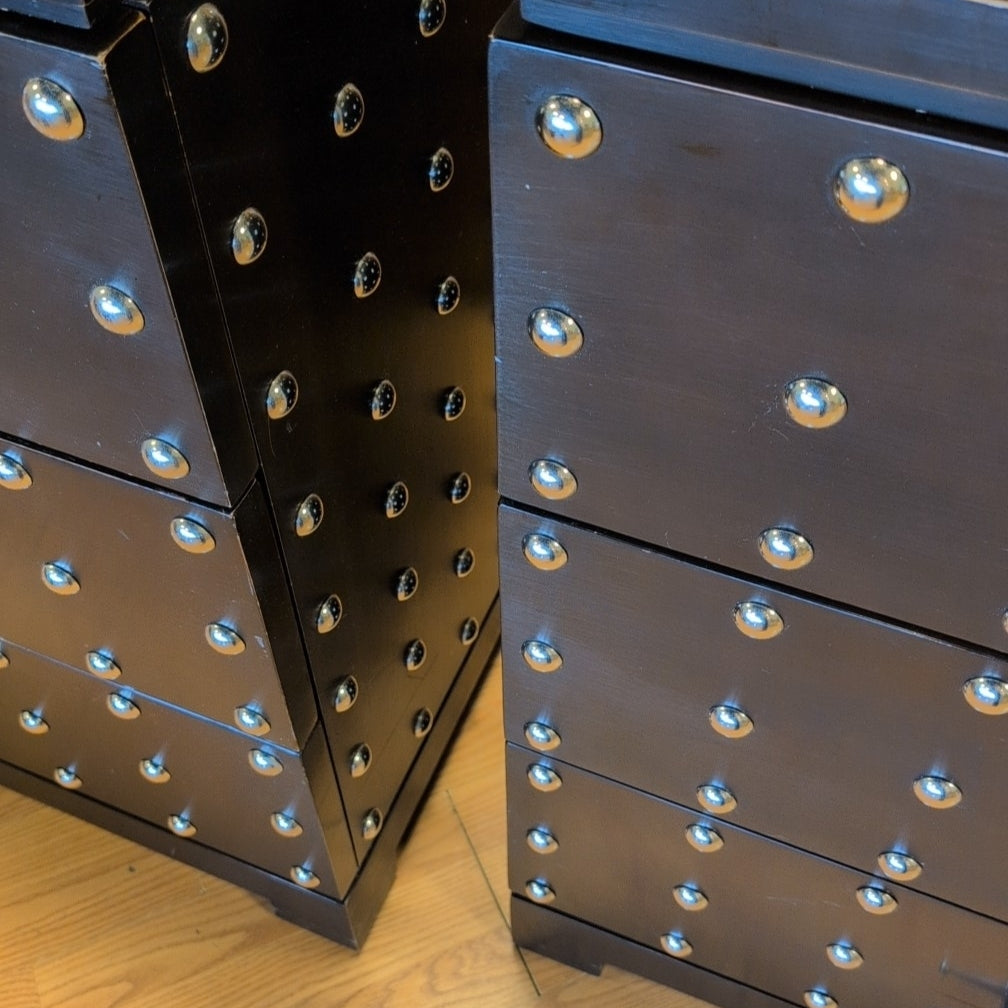 Ferguson Copeland Black Studded/Nailhead Beside Tables/Dressers *PAIR*