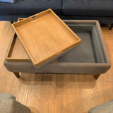 Reversible Top Taupe Ottoman w/Trays