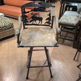 Metal Hide & Antler Swivel Barstool