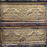 ARMOIRE ANTIQUE INDIAN BRASS DOORS