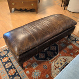 RH Brown Leather Bench