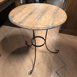 Tall Iron Base Table w/ Round Wood Top