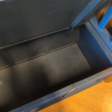 Painted Blue Bench w/Storage & Cushion