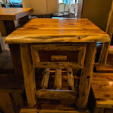 Designer Log Side Table ~ 1 Drawer
