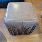 HW Home Cube Leather Ottoman w/Fringe