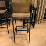 Wood & Metal Shaped Seat Barstool
