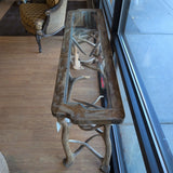 HANDMADE ANTLER TABLE WITH GLASS