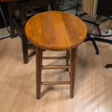 Backless Round Wood Barstool