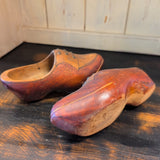 Folk Art Dutch Wood Shoes with "fake" tie up laces. Antique