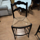 Black Wood Rush Seat Ladderback Barstool